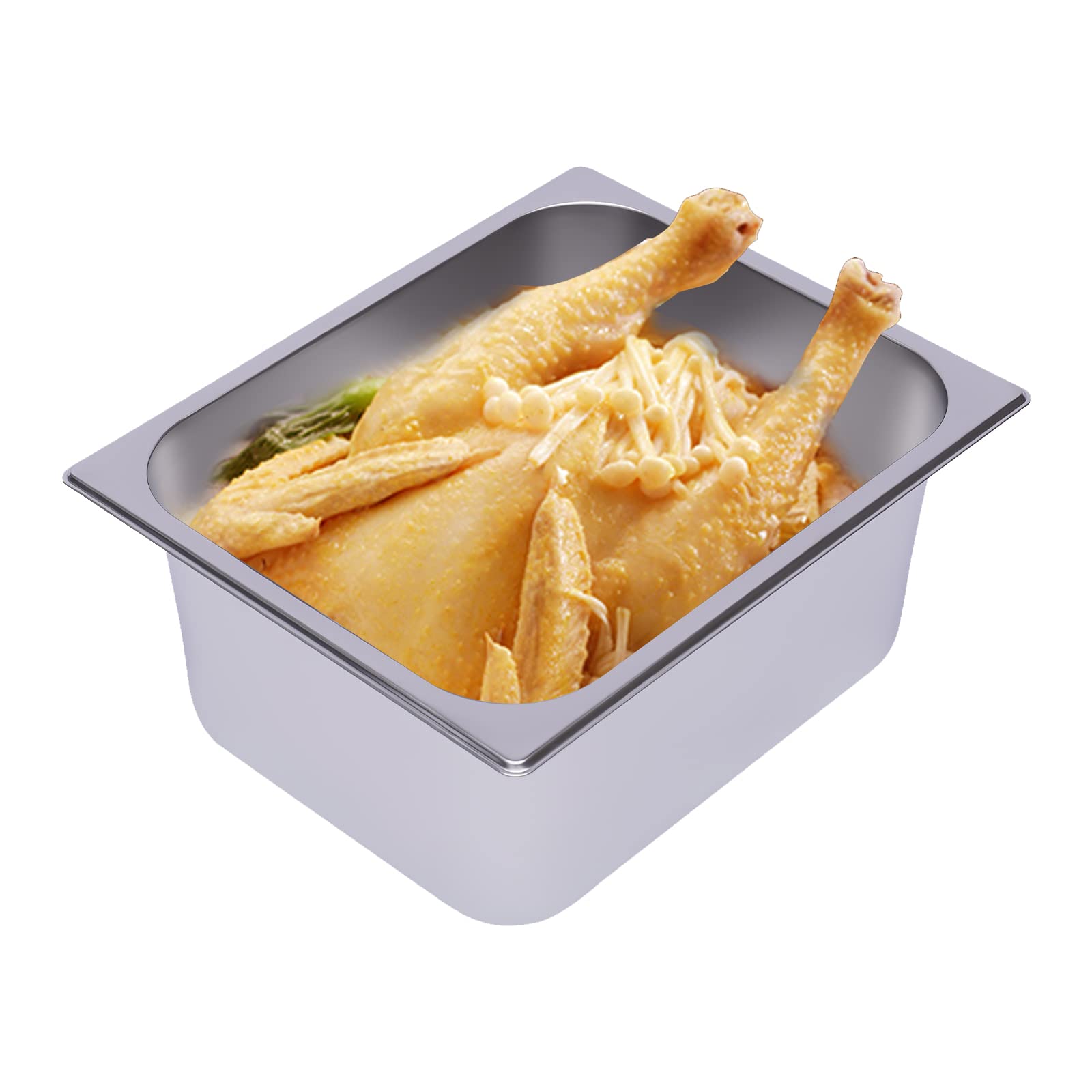 6 Pack Stainless Steel Half Size Hotel Pans - 6