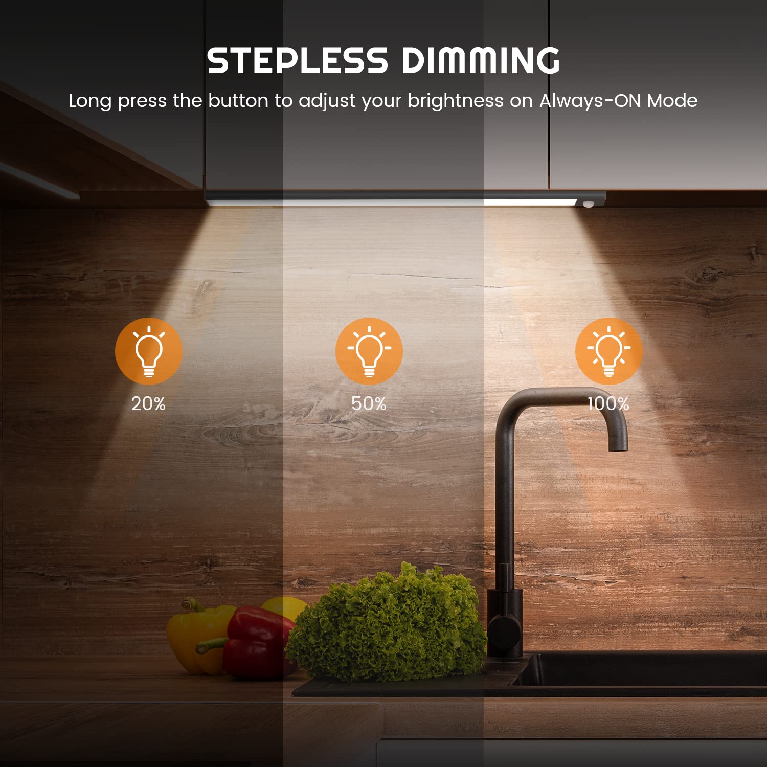 Yeelight Wireless Under Cabinet Lights with Motion Sensor - 71 LED Rechargeable Dimmable Closet Lighting (15.74 Inch, Magnetic Stick-On) - Perfect for Closet, Wardrobe, Stairs & Kitchen Cabinets - Cold White Lighting for Home & Office Use
