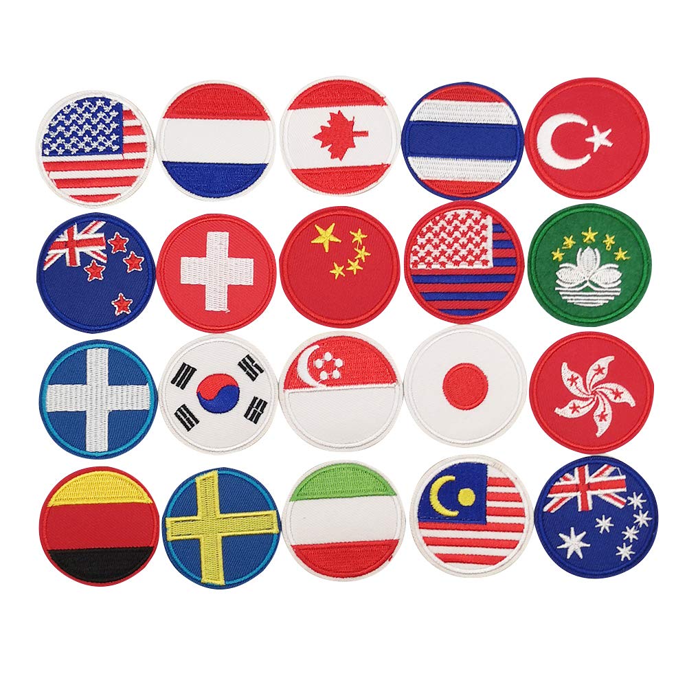 20pcs Assorted Flags Iron-On & Sew-On Patches (2