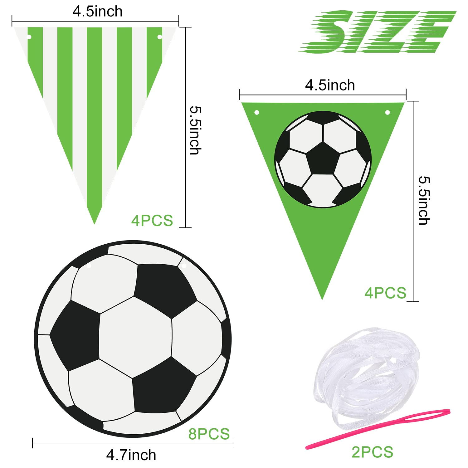 2PCS Soccer Party Banners - Football Themed Birthday Decorations, Sports Garland for First Birthday, Baby Shower & Game Day Parties - Perfect for Soccer Lovers & Sports Theme Celebrations