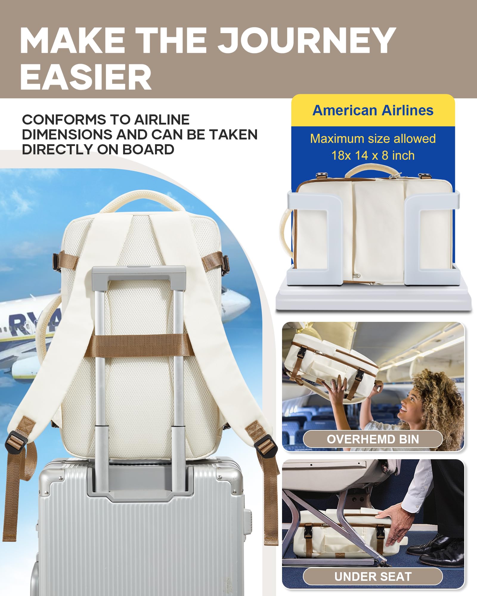 Travel Backpack for Women & Men - Carry On Laptop Backpack for Airplane Travel