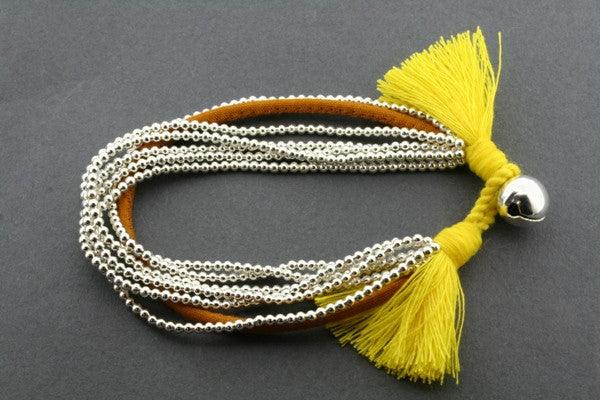 5 Strand Metallic Bead Bracelet for Women - Yellow Gold Boho Style Jewelry - Perfect for Parties, Weddings & Everyday Wear