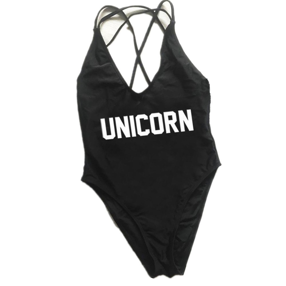 Shifeier Birde Women's Strappy One Piece Swimsuit - Sexy Monokini Bikini in Blackless Design for Beach Vacation & Pool Party