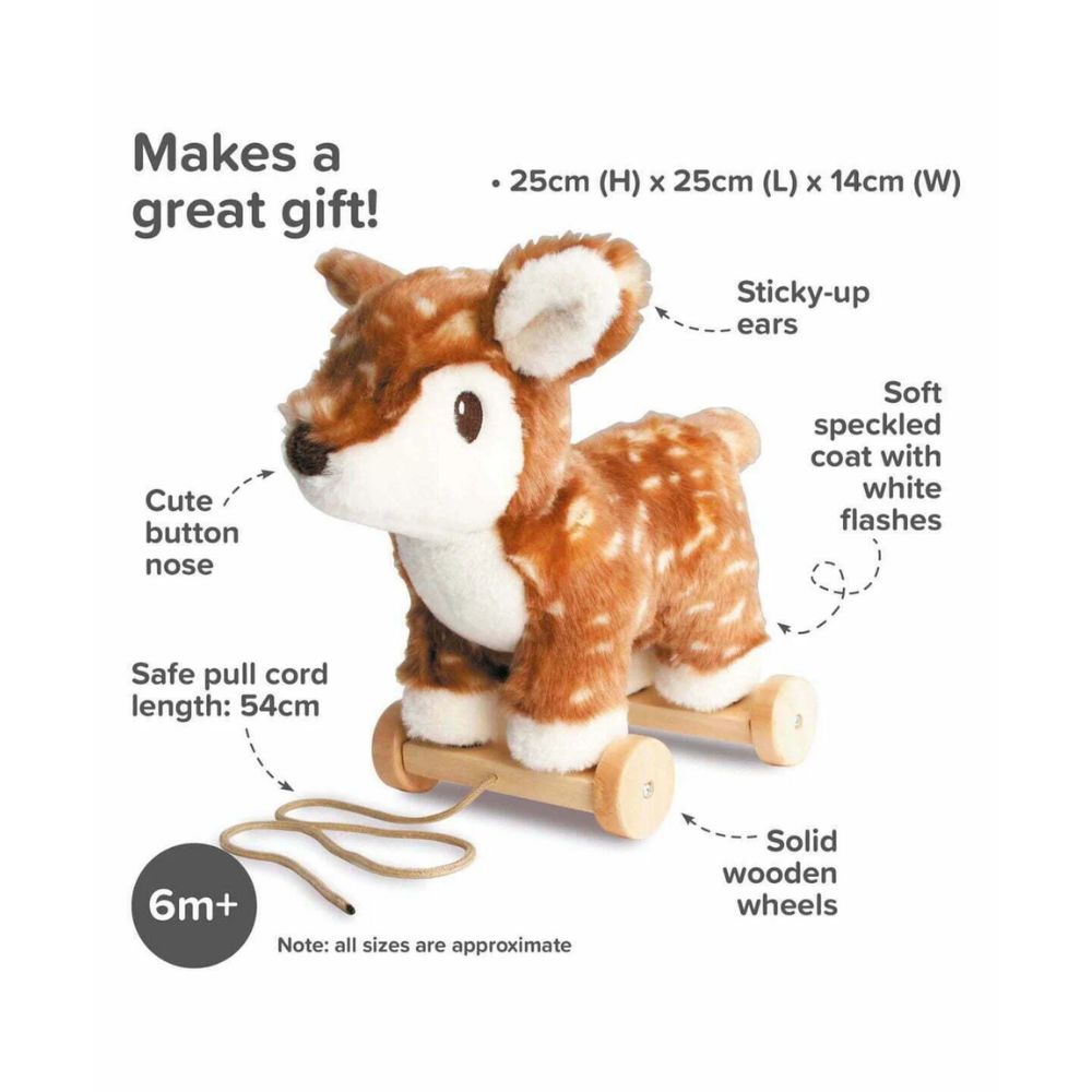 Willow Deer Pull Along Toy for Toddlers - Wooden Pull Toy for Kids by Little Bird Told Me - Perfect for Early Learning & Outdoor Play