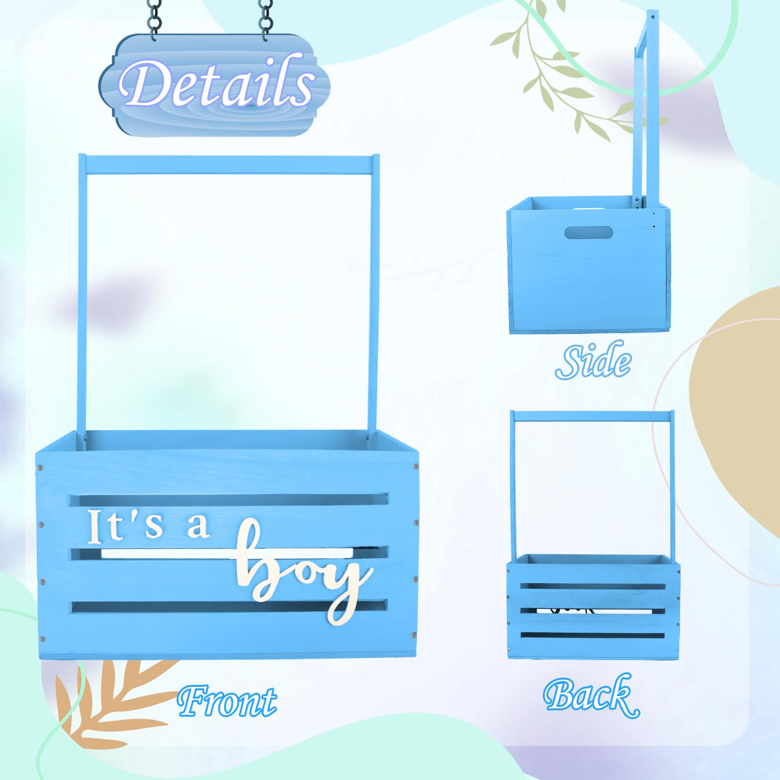 Blue Wooden Baby Shower Crate Closet with Handle - Nursery Storage Organizer for Baby Clothes, Toys & Essentials | Perfect for Baby Showers, Nursery Decor & Gift Giving