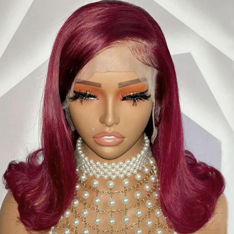 Eullair 13x4 Lace Front Human Hair Wig - Short Bob Style with Retro Flip Ends for Women | Perfect for Daily Wear, Cosplay & Special Occasions