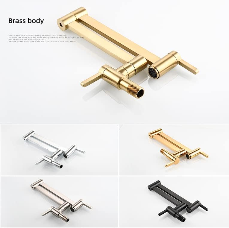 Premium Solid Brass Wall Mounted Folding Kitchen Faucet - Dual Function Nozzle, Matte Black Finish for Modern Homes | Ideal for Small Kitchens, RV, Camper & Tiny House Installations