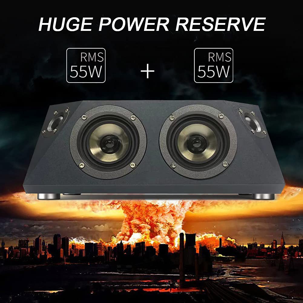 RSGK Bluetooth 5.1 Bookshelf Speakers - 2.0 Stereo Active Near-field Studio Monitors, 55W×2 High-Power Wireless Speakers with Optical/AUX/Coaxial/USB Inputs for Home Audio, Gaming & Music Listening