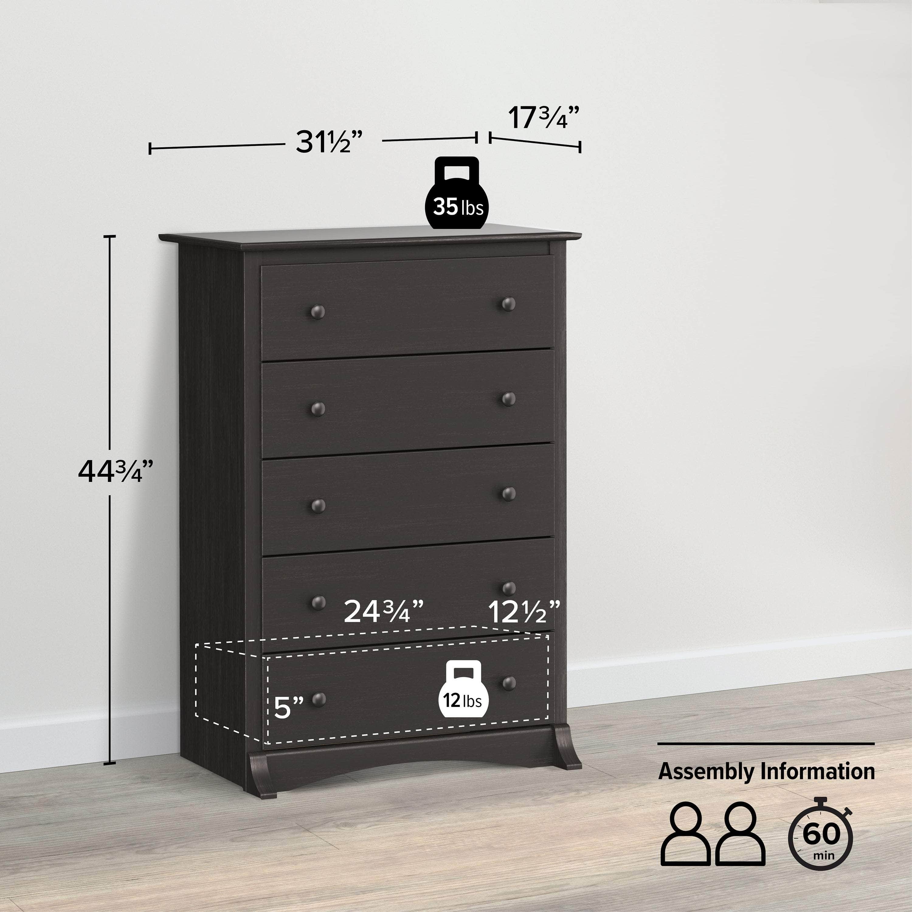 Sonoma 5-Drawer Dresser Chest - White, Black, Gray, Blue & Beige | Bedroom Storage Organizer for Clothes & Accessories