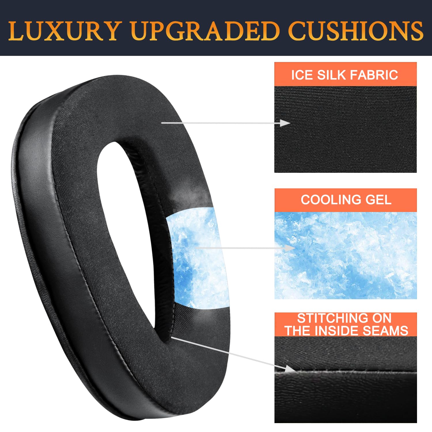 SOULWIT Replacement Ear Pads for Sennheiser GSP 370/350/303/302/301/300 Headphones - Noise Isolating Memory Foam Cushions (Black) - Perfect for Gaming, Music & Office Use