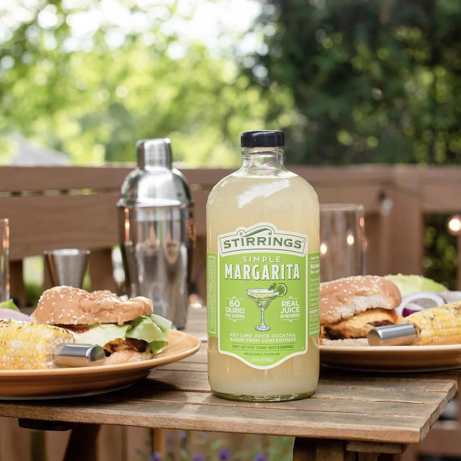 Stirrings 8-Pack Margarita Cocktail Mix 750ml Bottles - All Natural Real Juice No Preservatives - Low Calorie 90kcal Drink Mixer - Perfect for Parties, BBQs & Summer Cocktails