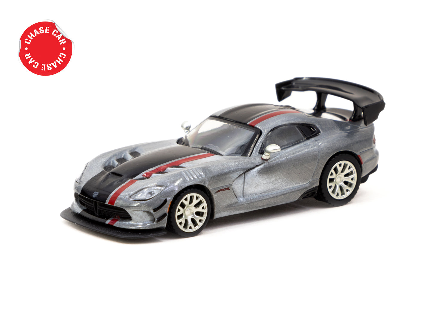 Tarmac Works 1/64 Scale Dodge Viper ACR Extreme Silver Metallic Diecast Model Car - Perfect for Collectors, Display & Racing Scenes