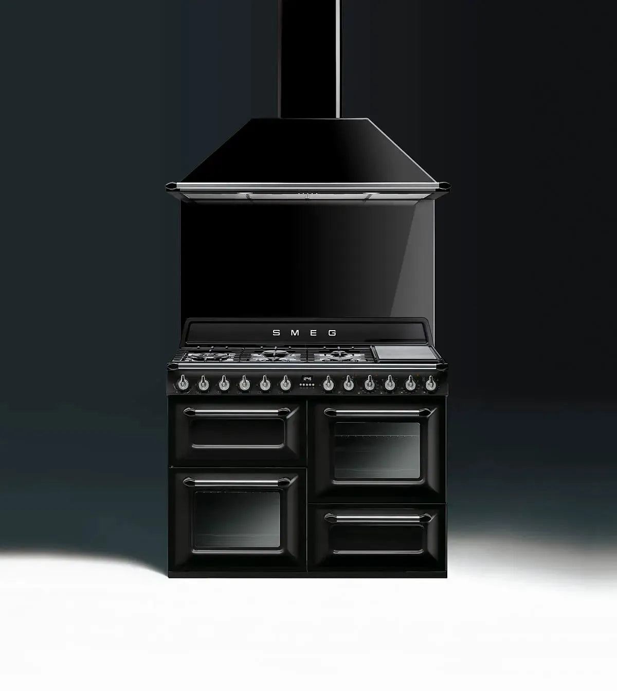 Smeg 110cm Victoria Canopy Range Hood in Black - Premium Kitchen Ventilation for Modern Homes | Perfect for Cooking, Smoke Removal & Stylish Kitchen Decor