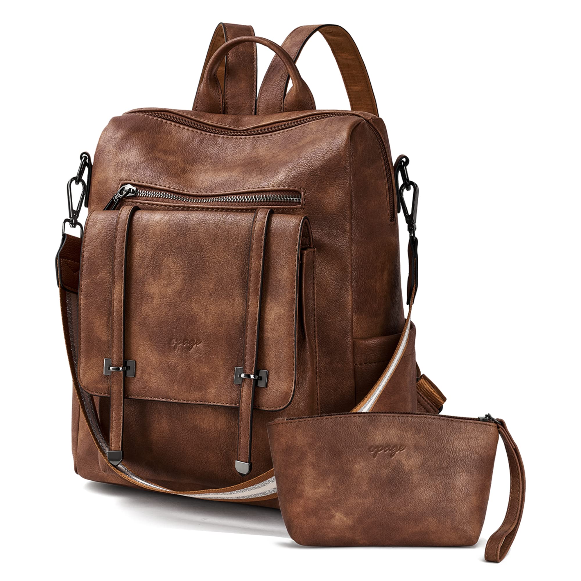 OPAGE Women's Leather Backpack Purse - Stylish Travel Backpack & Shoulder Bag with Wristlet | Perfect for Work, College & Weekend Getaways