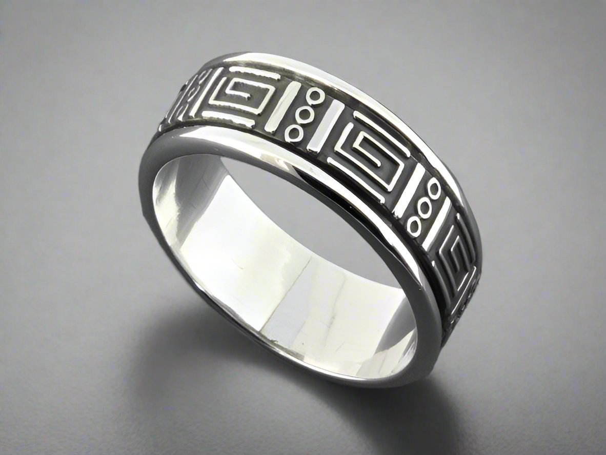 Geometric Spinner Ring - Sterling Silver Unisex Jewelry for Stress Relief & Fidgeting | Perfect Gift for Anxiety Relief & Focus
