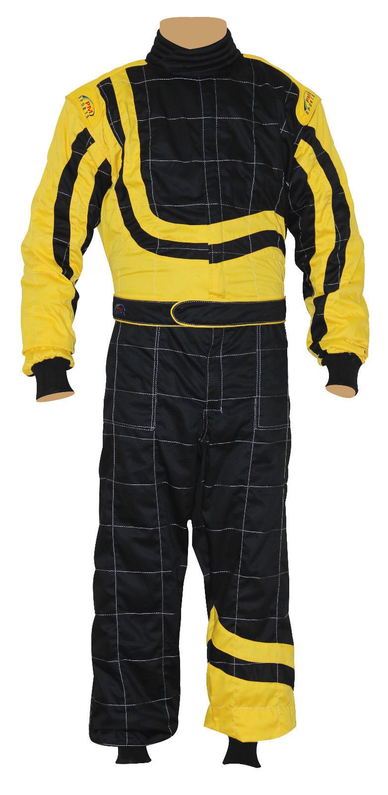 Premium Adult Karting, Racing & Rally One-Piece Suits - Poly-Cotton Blend, 8 Vibrant Colors (Black/Yellow, XL) - Ideal for Motorsports, Track Days & Professional Racing Events
