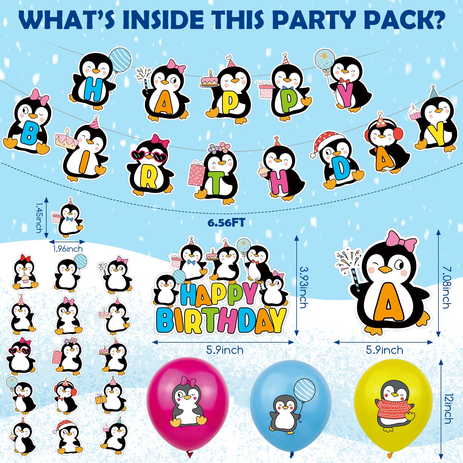 Yaomiao 133 Pcs Penguin Themed Birthday Party Decorations Set - Includes Happy Birthday Banner, Balloons, Cake Topper, Tablecloth, Plates, Cups & Cutlery for Winter Birthday Parties & Baby Showers | Perfect for Kids' Birthday Celebrations, Baby Showers & Holiday Events