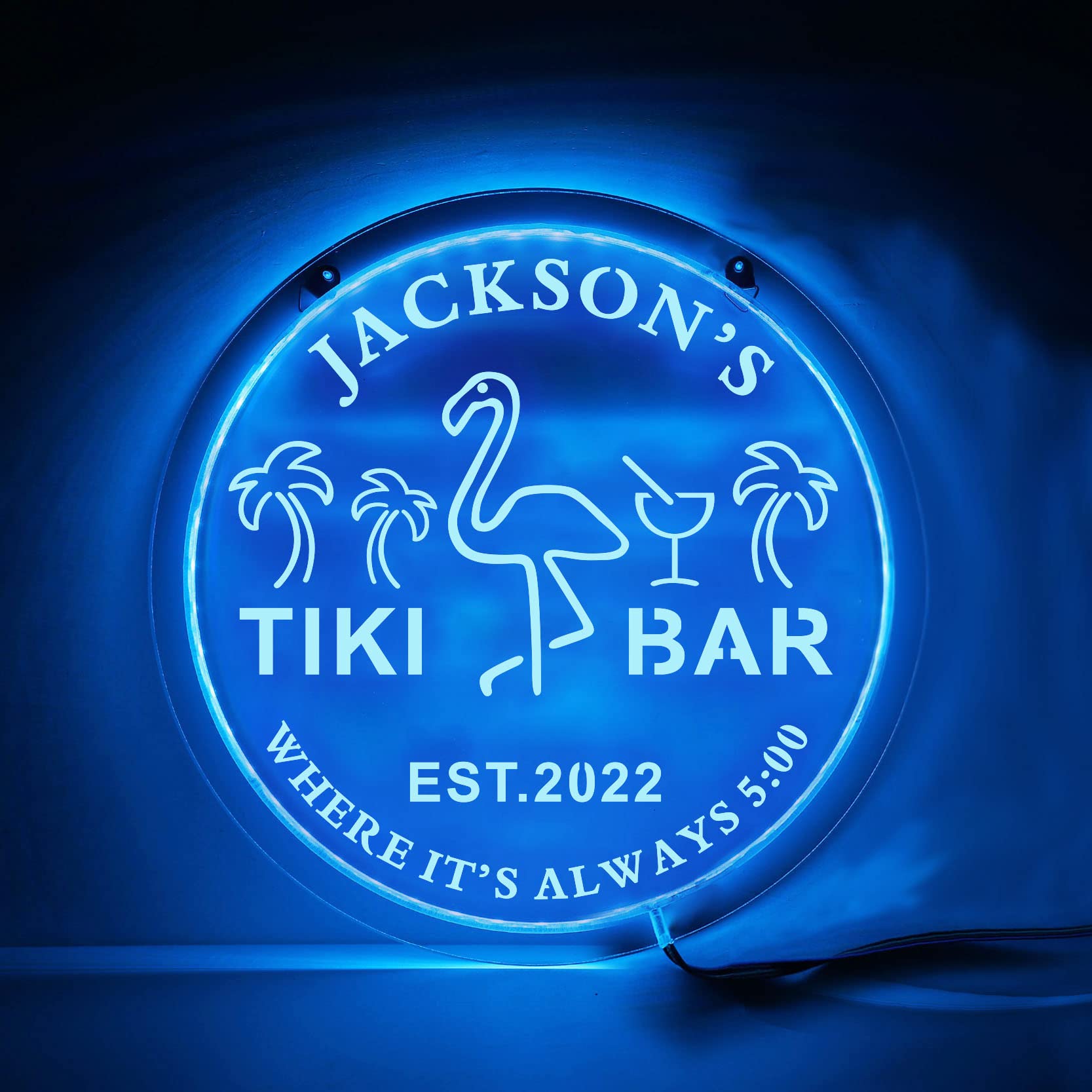 Custom Personalized Flamingo Bar Neon Sign - Tiki Themed Backyard & Patio Decor - Perfect for Tropical Parties, Luaus & Outdoor Entertaining