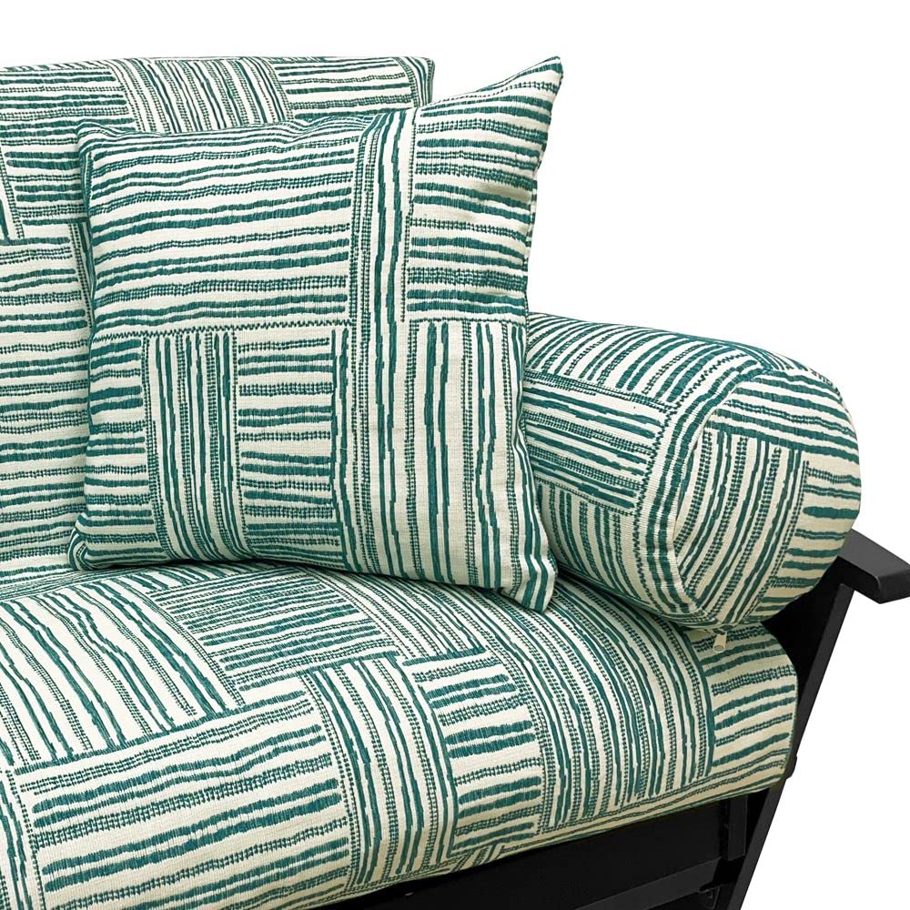 SlipcoverShop Quinn Jacquard Pacific Futon Cover 480 Queen 5-Piece Pillow Set - Soft Durable Sofa Slipcover for Living Room, Bedroom & Dorm Decor