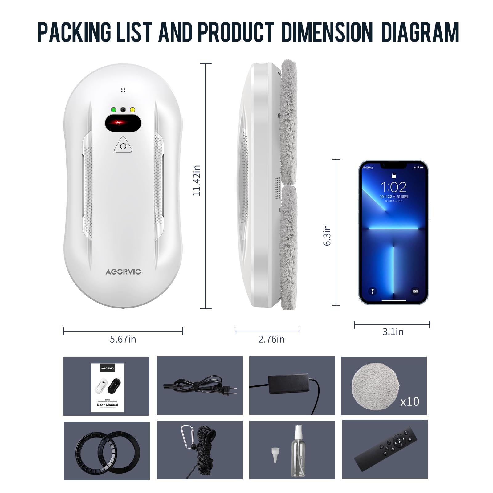 Smart Window Cleaning Robot with Auto Water Spray & Navigation - Automatic Indoor/Outdoor Glass Cleaner with Triple Safety System, Edge Detection & Remote Control | Perfect for High-Rise Buildings, Skylights & Hard-to-Reach Windows