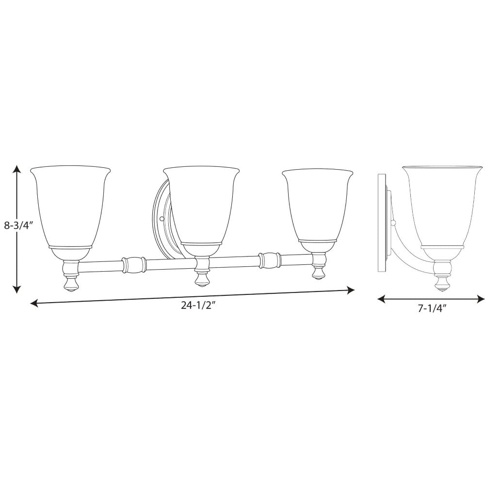 Progress Lighting P3029-74 Victorian Style 3-Light Bathroom Vanity Light Fixture in Venetian Bronze - Perfect for Bathroom, Powder Room, and Dressing Area Lighting