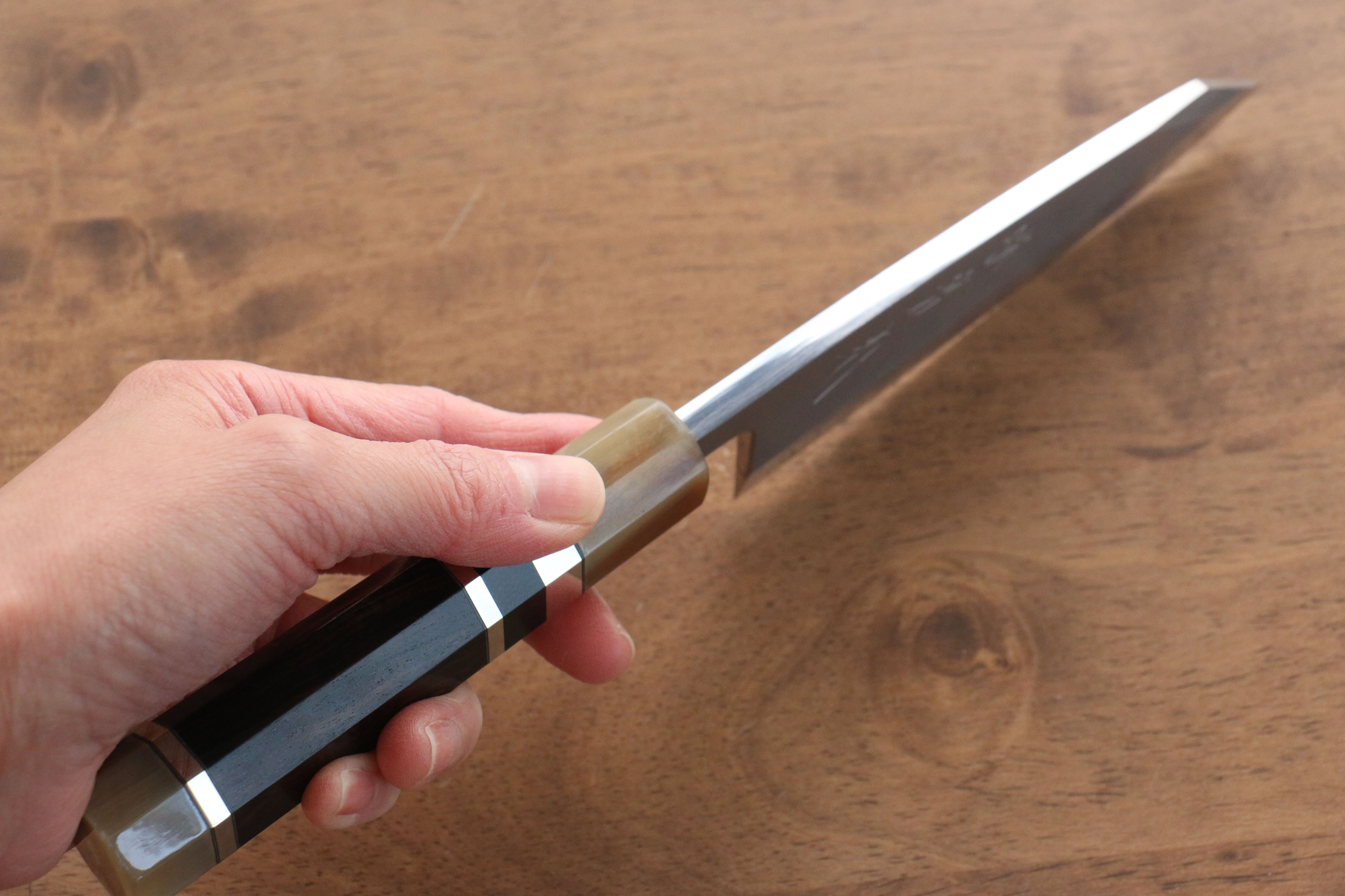 Jikko Shiko White Steel Kiritsuke Deba Knife 120mm - Ebony Wood Handle with Double Ring - Professional Japanese Kitchen Knife for Sushi, Fish Filleting & Precision Cutting