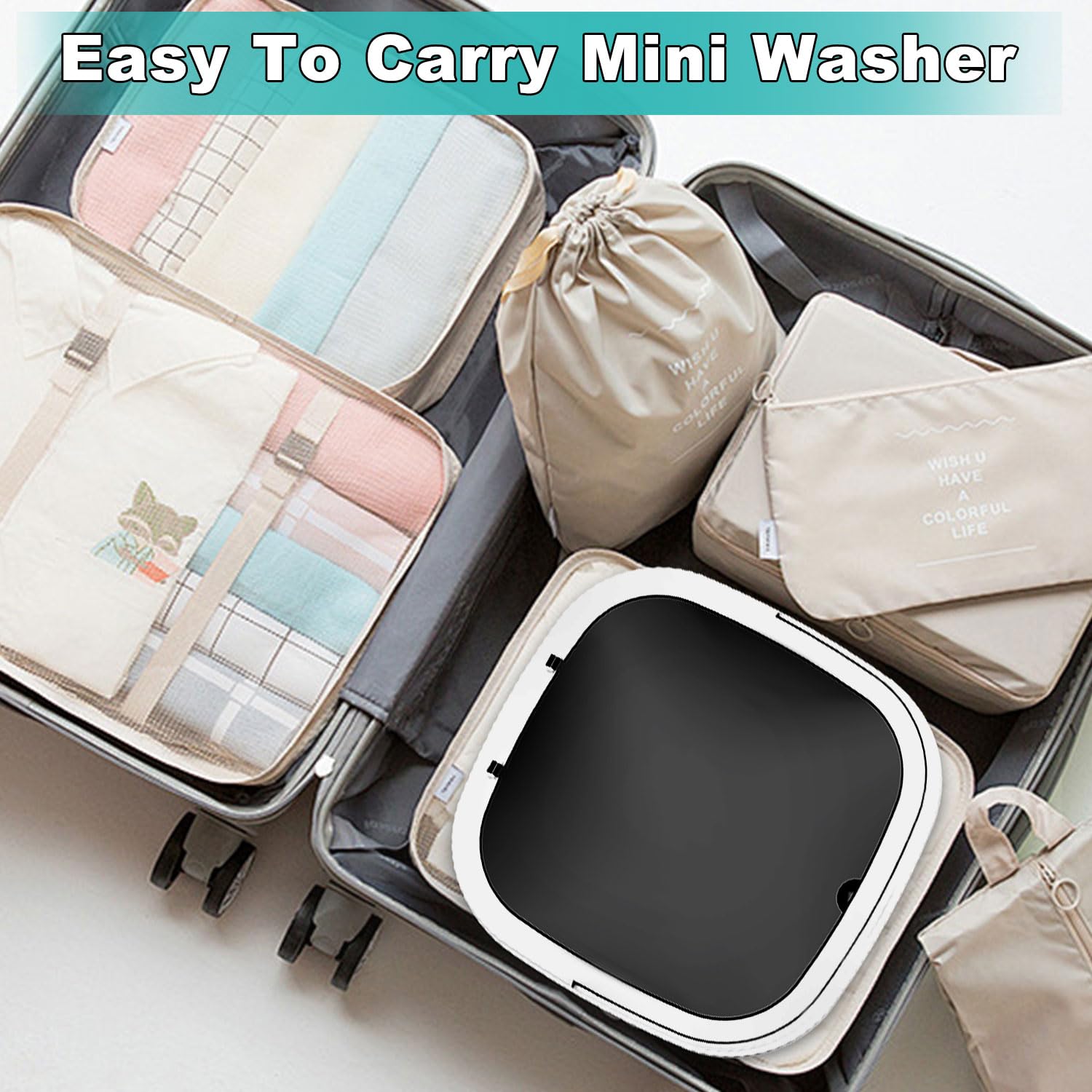 Mini Portable Washing Machine 16L with Spin Dryer - Compact Travel Washer, Foldable Design, Grey | Perfect for Camping, Dorms, RVs & Small Apartments