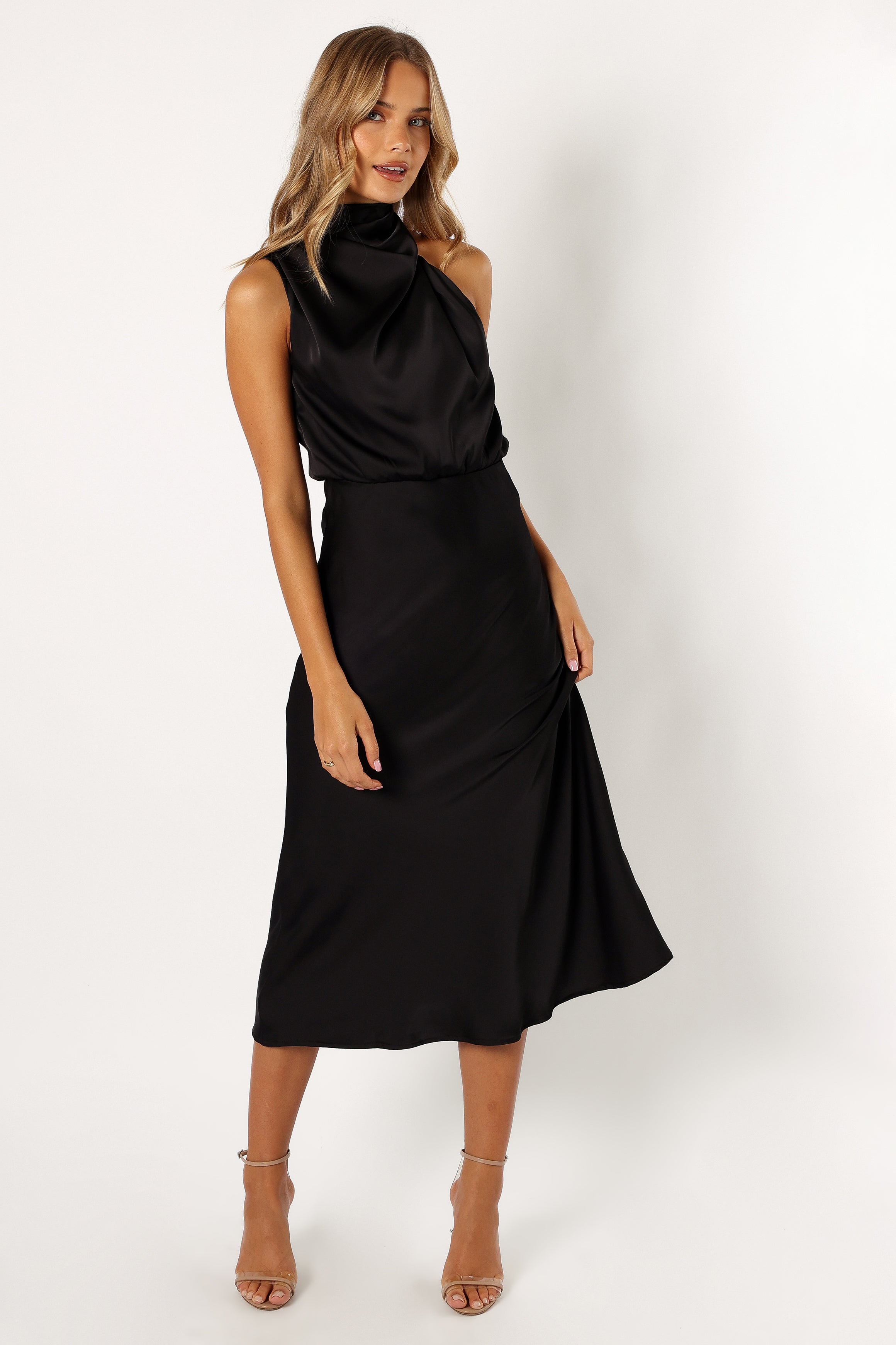 Anabelle Women's Halter Neck Midi Dress - Elegant Black Summer Dress for Casual Wear, Beach Vacation & Evening Parties