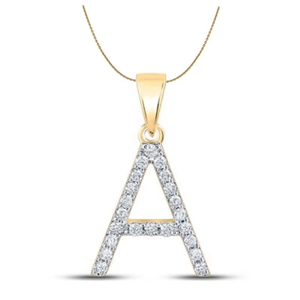 Diamond Initial Necklace for Women & Girls - Personalized A to Z Letter Jewelry in 10K Yellow Gold with 18
