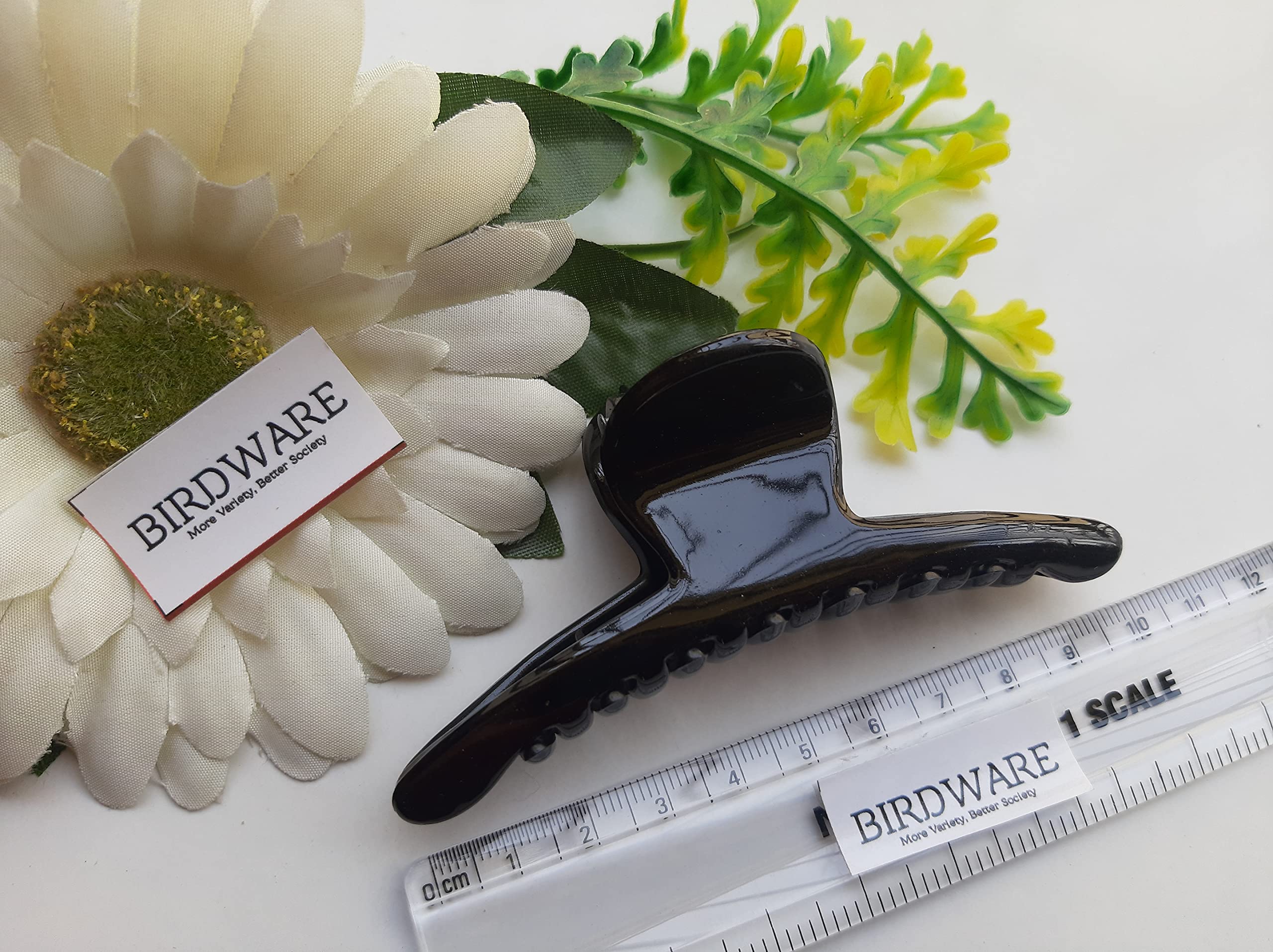 BIRDWARE Large Acrylic Butterfly Hair Clips for Women - 3 Pack (Black, White, Shell) | Elegant Hair Accessories for Parties, Weddings & Everyday Styling