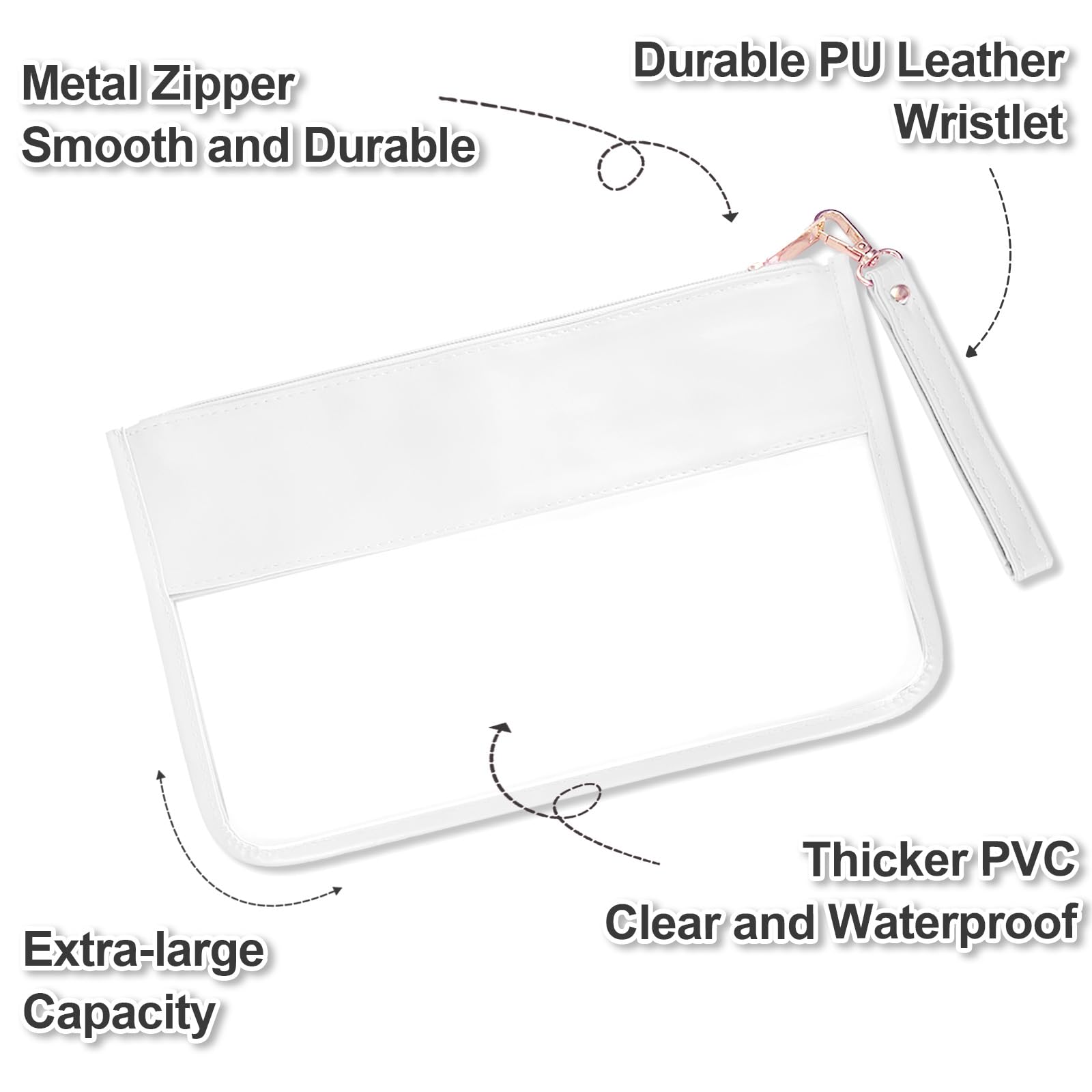 Clear Makeup Bag for Women - Waterproof PVC Travel Cosmetic Organizer with Zipper Pouch, Cute Toiletry Storage for Cosmetics, Snacks & Essentials | Perfect for Travel, Gym, Beach & Daily Use