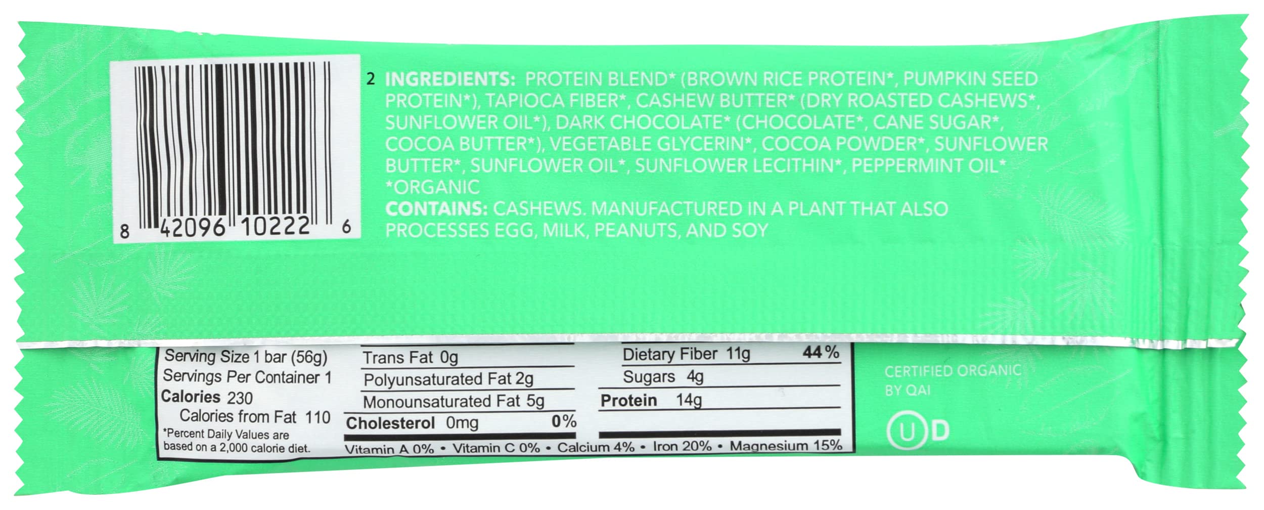 Aloha Organic Chocolate Mint Protein Bars - 12 Pack | 14g Plant-Based Protein, USDA Organic Certified, Gluten Free, Non-GMO | Healthy Snack for Workout Recovery, On-the-Go Energy & Vegan Diet