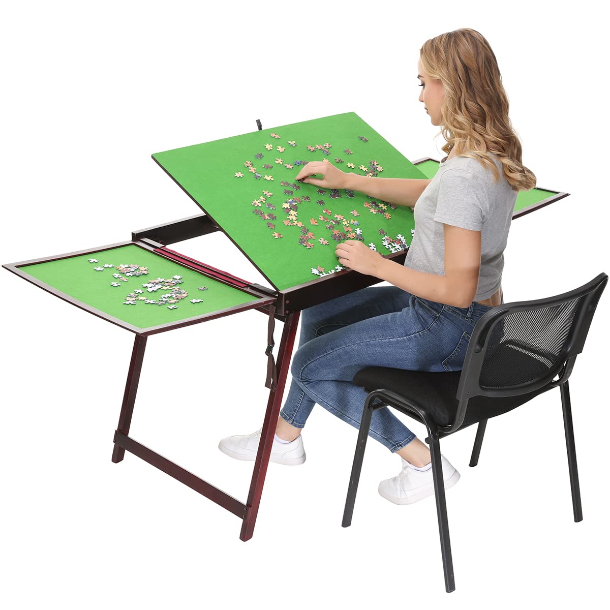 Premium Wooden Jigsaw Puzzle Table - Portable Folding Puzzle Board with Tilting Stand for Adults (1500PCS Capacity) | Perfect Puzzle Accessories & Gift for Enthusiasts | Ideal for Family Game Nights, Travel & Home Decor