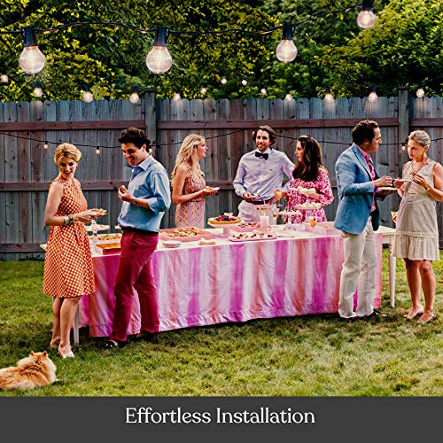 Brightech Ambience Pro Solar Powered LED Outdoor String Lights - 27 Ft Commercial Waterproof Patio Lights with Edison Bulbs - Durable Weatherproof String Lights for Garden, Backyard, Porch, Deck - 1W Soft White Warm Glow - Perfect for Outdoor Dining, Wedding Decor & Landscape Lighting