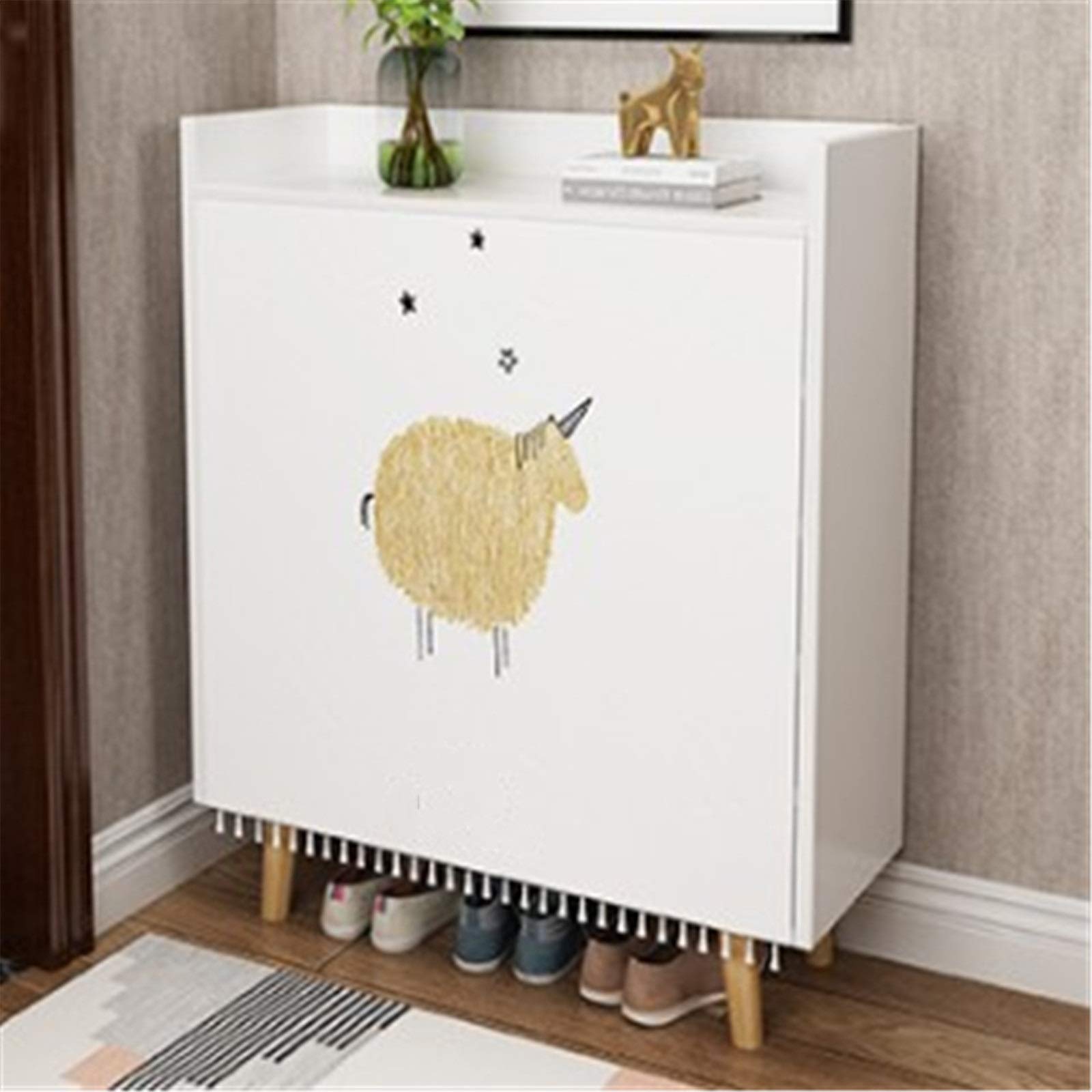 Viinice White Shoe Cabinet with Hanger - 110x30x80cm Multi-Layer Shoe Rack for Bedroom, Entryway & Closet - Space Saving Dustproof Shoe Storage Organizer for Indoor Use - Perfect for Small Apartments & Home Organization
