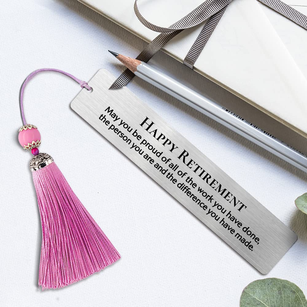 Happy Retirement Metal Bookmark - Elegant Book Lover Gift for Women & Men, Graduation Present, Back to School Gift, Teacher Appreciation - Perfect for Book Clubs, New Beginnings & Retirement Celebrations - Ideal for Reading Enthusiasts & Thoughtful Gift Giving