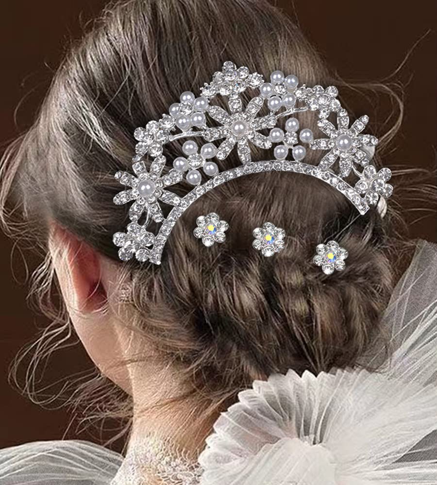 29-Piece Wedding Hair Comb & Hair Pins Set - FULANDL Faux Pearl Crystal Bridal Hair Accessories with Rhinestone U-Shaped Flower Clips for Brides, Women & Girls - Perfect for Weddings, Prom, Parties & Special Occasions