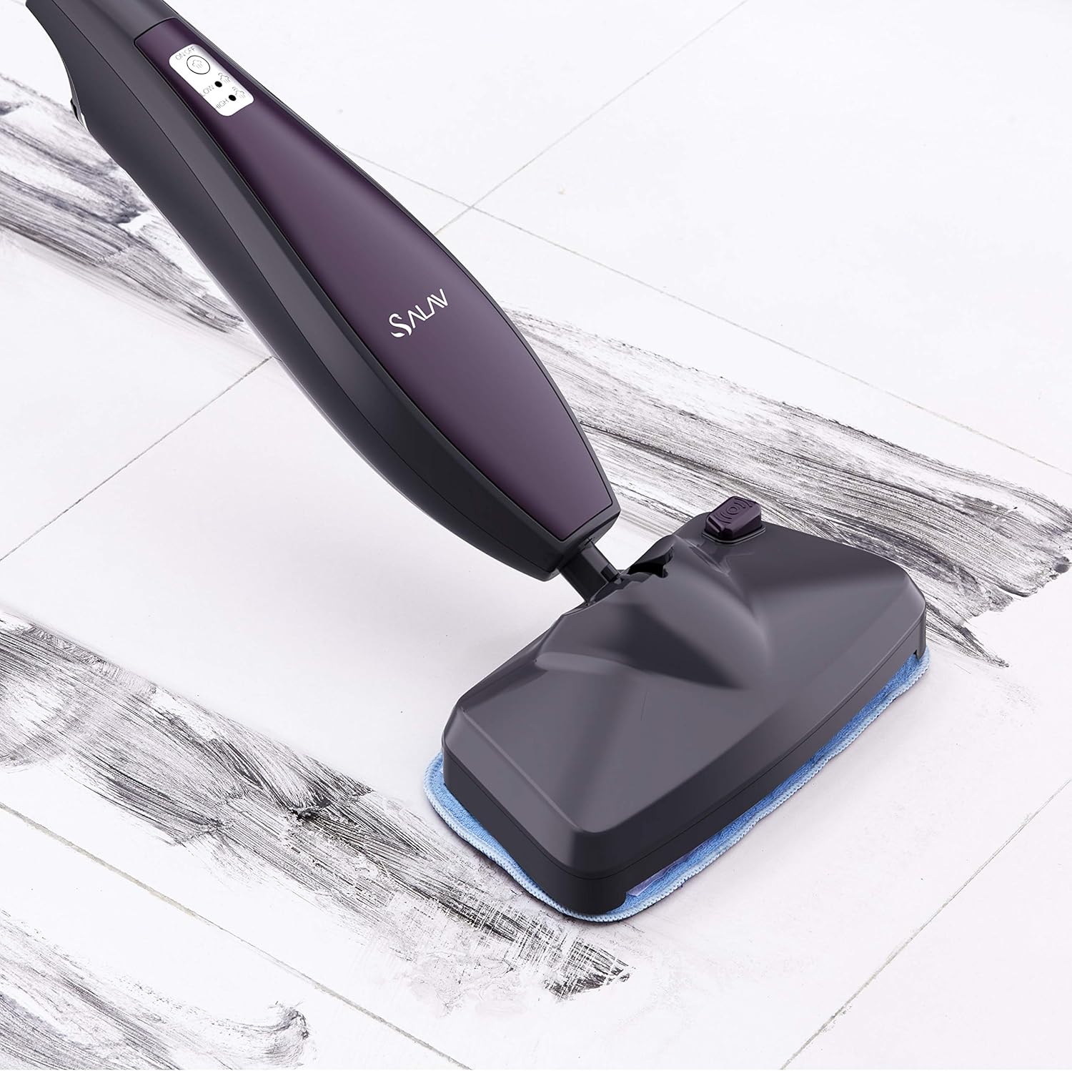 Salav STM 403 Dark Gray Midnight Pet Hair Steam Mop with Vibrating Motion Technology - Includes Washable Mop Pads, Water Cup & Carpet Glider Accessories - Perfect for Hardwood Floors, Tile & Pet Hair Removal