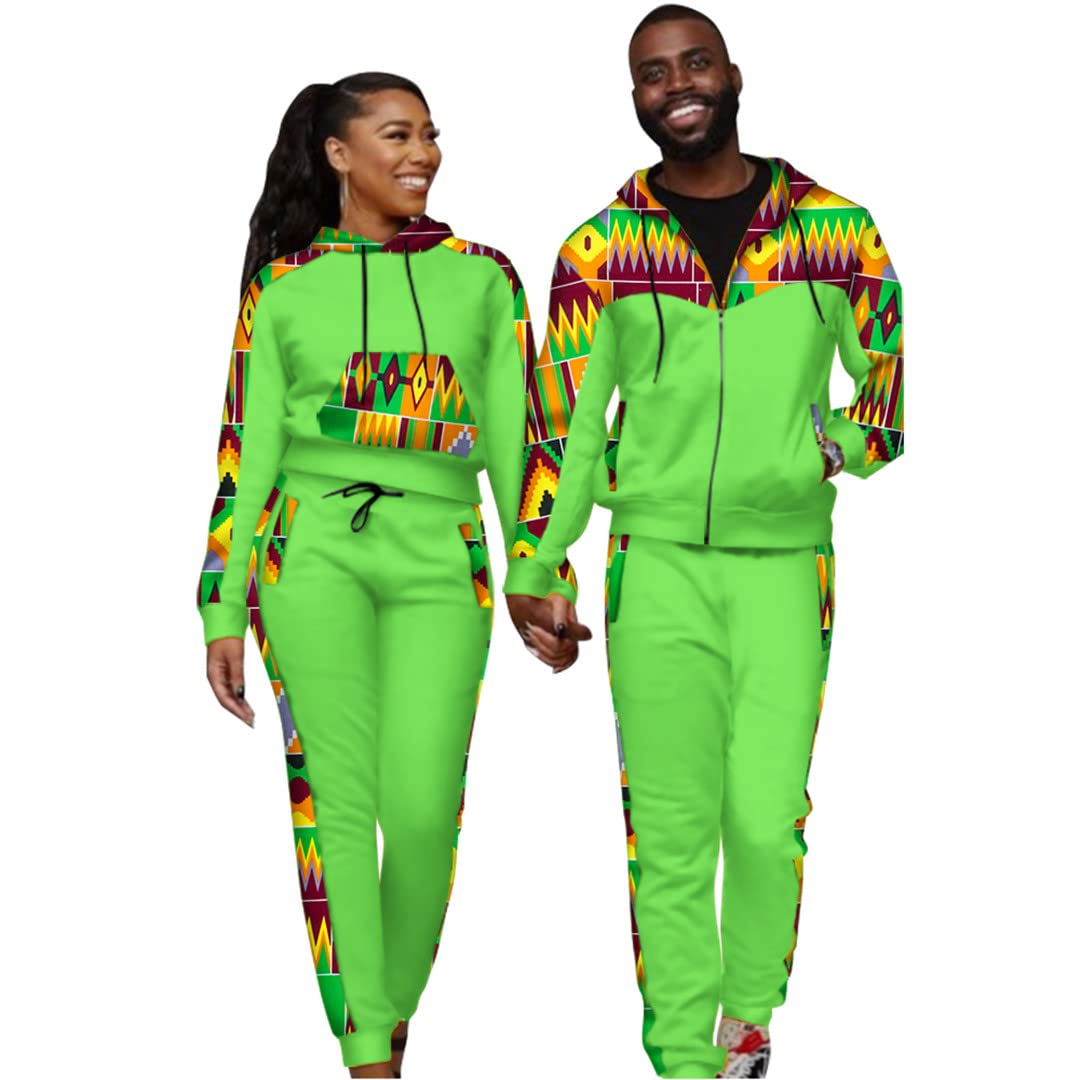 African Print Couple Outfits - 2 Piece Matching Summer Tops & Pants Set for Women & Men | 24FS1009 | Plus Size 4XL | Perfect for Beach Vacations, Cultural Events & Romantic Getaways