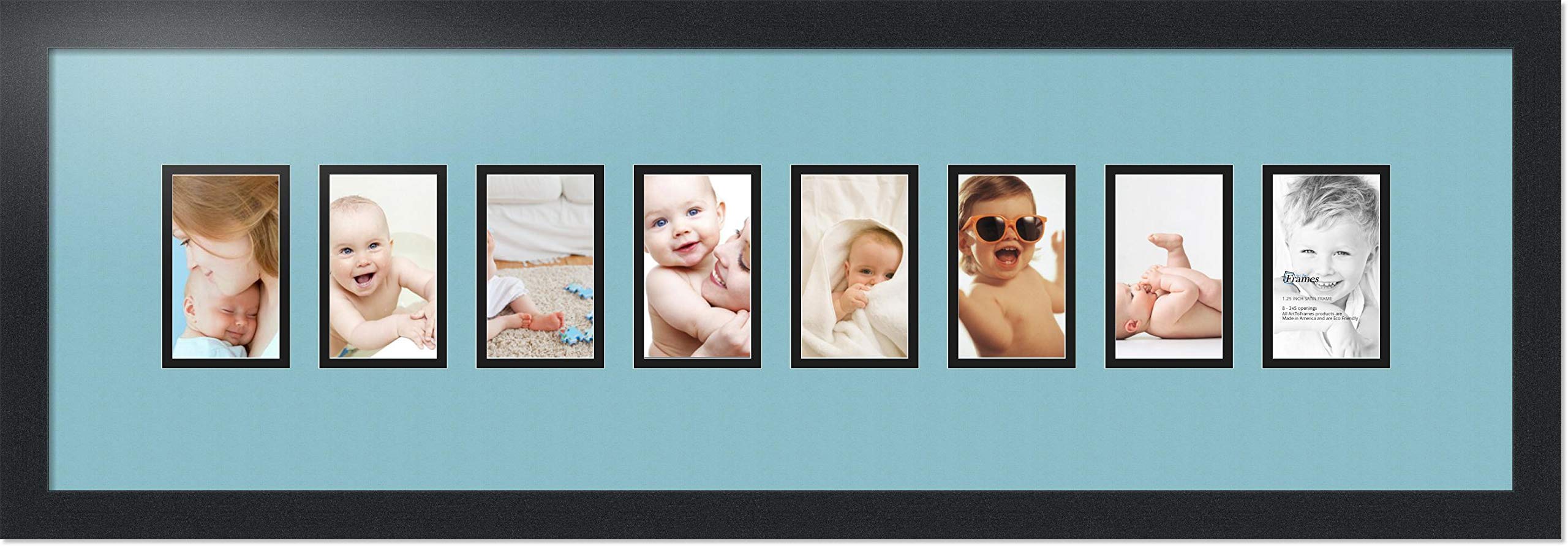 Art to Frames 36x10 Inch Double Mat Picture Frame - 1.25 Inch Wide Satin Black for Wall Art, Photos & Certificates | Perfect for Home, Office & Gallery Displays