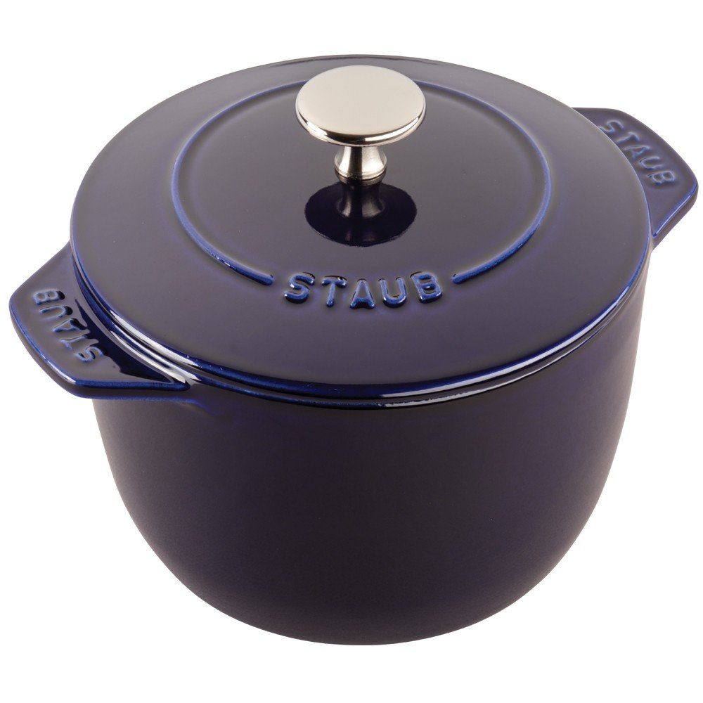 Staub 1.5 Quart Cast Iron Dutch Oven - Premium French Cookware, Dark Blue, Made in France | Perfect for Braising, Stewing & Baking Bread