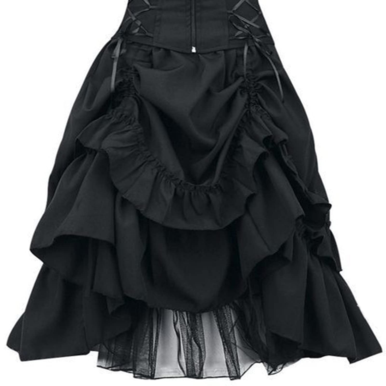 Gothic Steampunk Dress for Women - Victorian Square Neck Sleeveless Ruffle Dress | Halloween Costume & Masquerade Party Outfit | Perfect for Cosplay, Gothic Events and Themed Parties