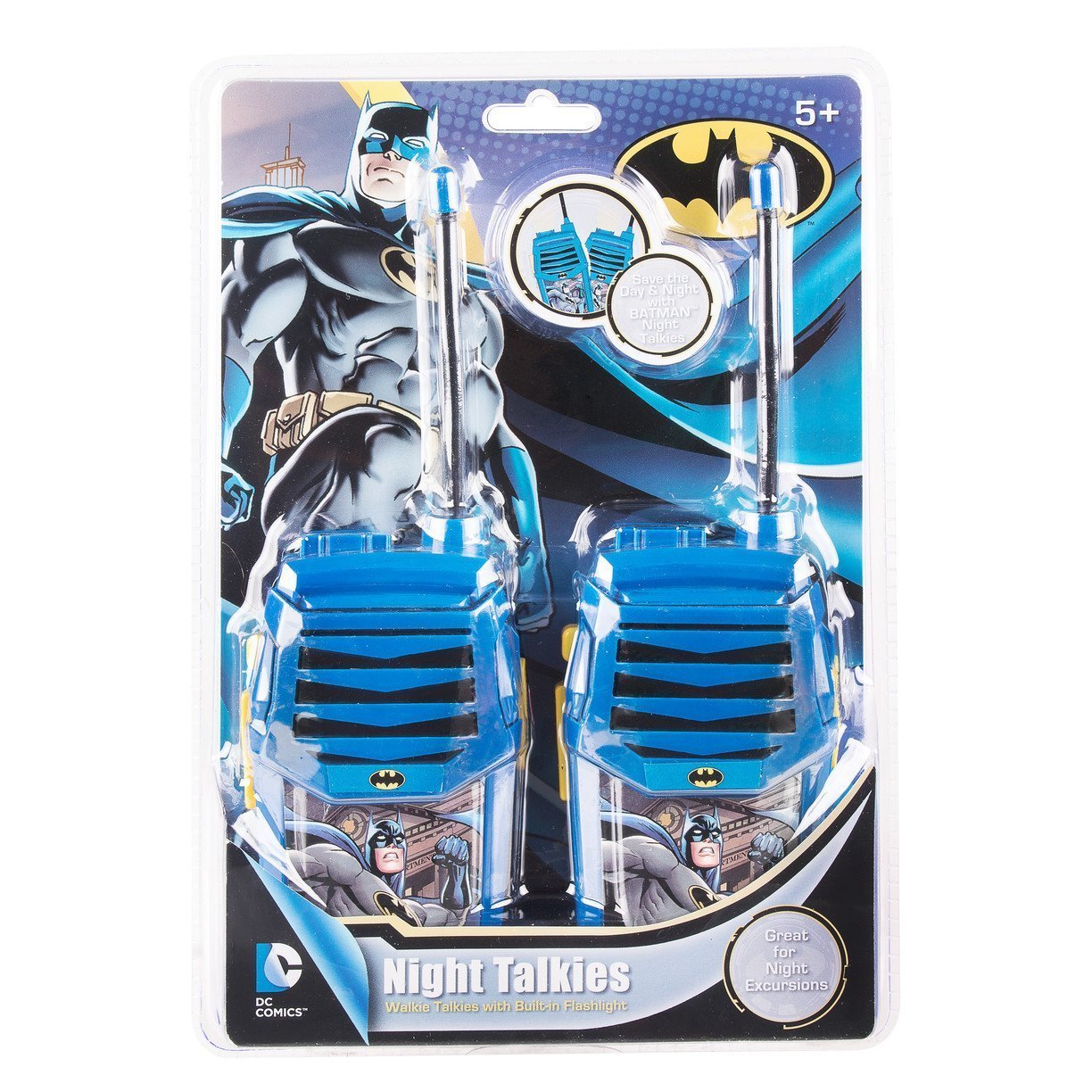 Batman Walkie Talkies for Kids - 2 Pack with 1000ft Range, Safe Flexible Antenna & Belt Clip | Night Action Molded Design, Easy-to-Use Power Switch | Perfect for Outdoor Adventures, Camping & Backyard Games (WT2-01082)