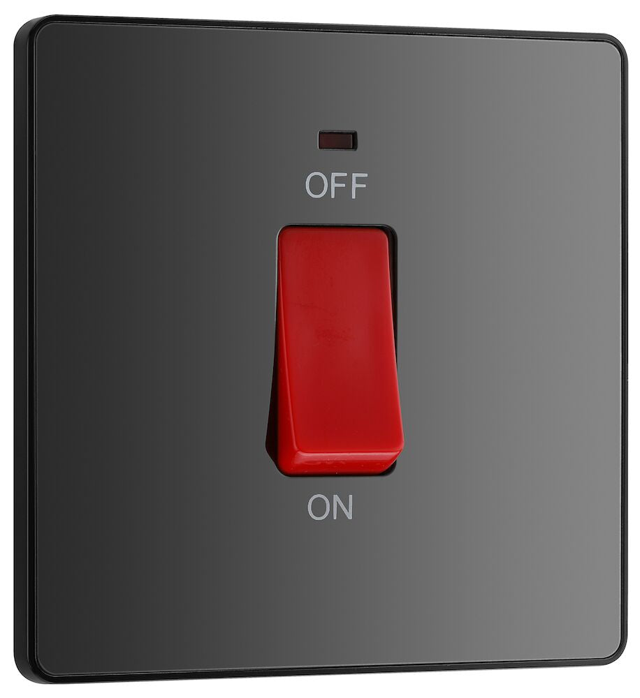 BG Evolve Black Chrome 45A Double Pole Switch with LED Indicator - PCDBC74B - Ideal for Commercial Electrical Panels & Industrial Control Systems