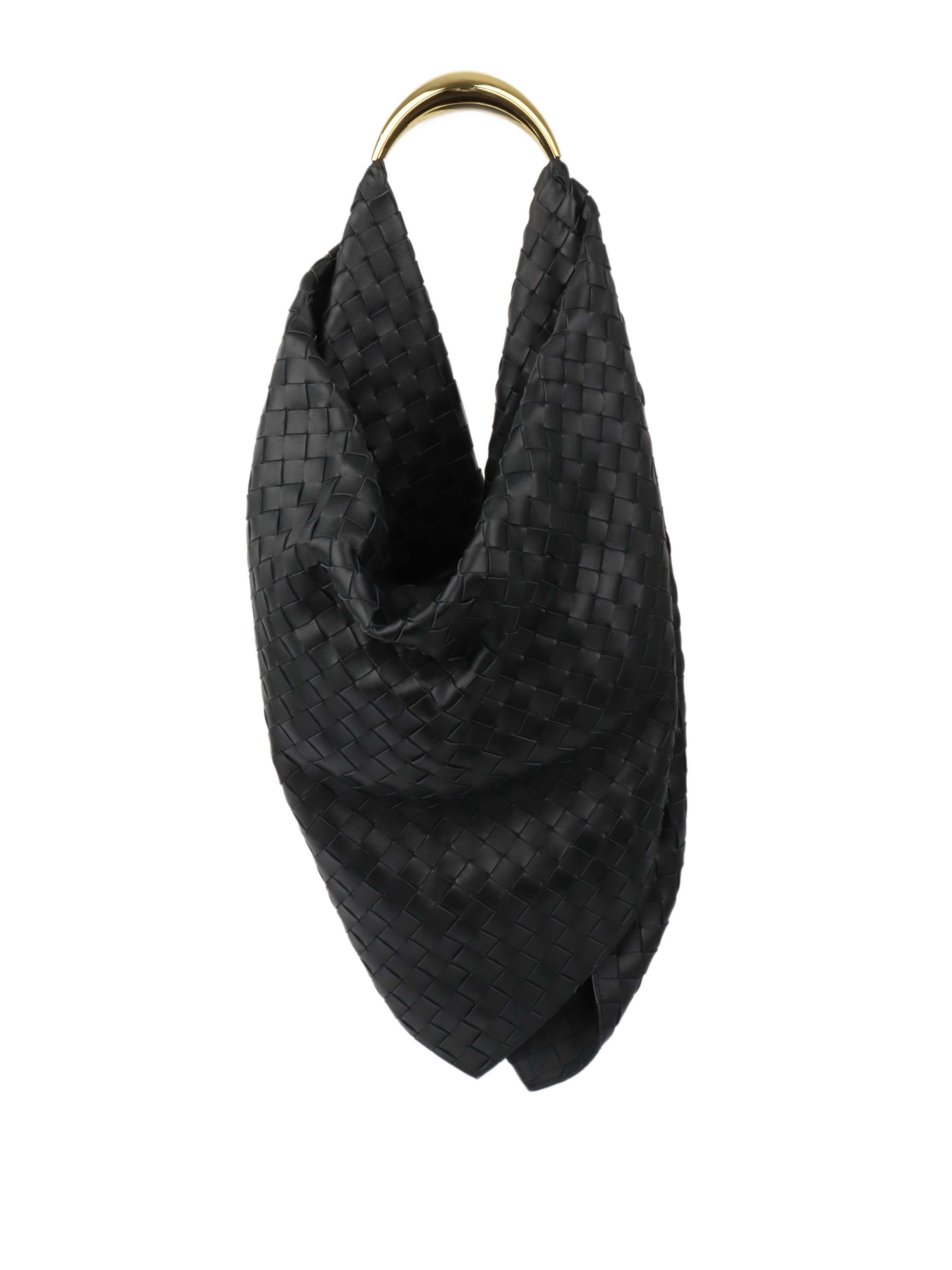 Bottega Veneta Black Foulard Hobo Handbag - Stylish Leather Shoulder Bag for Women, Perfect for Work, Travel & Evening Out