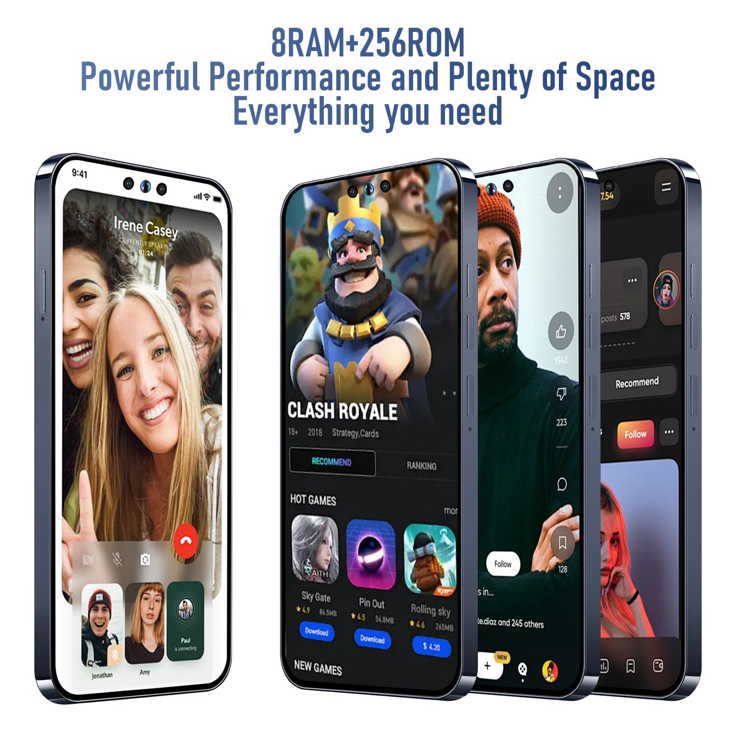 Unlocked A14 PROMAX Android Smartphone 8GB RAM 256GB Storage, 24MP+50MP Dual Camera, 6800mAh Long-Lasting Battery, 6.7