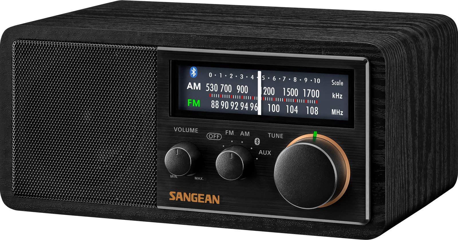 SANGEAN SG-118 AM/FM/Bluetooth Wooden Cabinet Radio with USB Phone Charging - Vintage Style Wireless Speaker for Home, Office & Outdoor Use (Renewed)