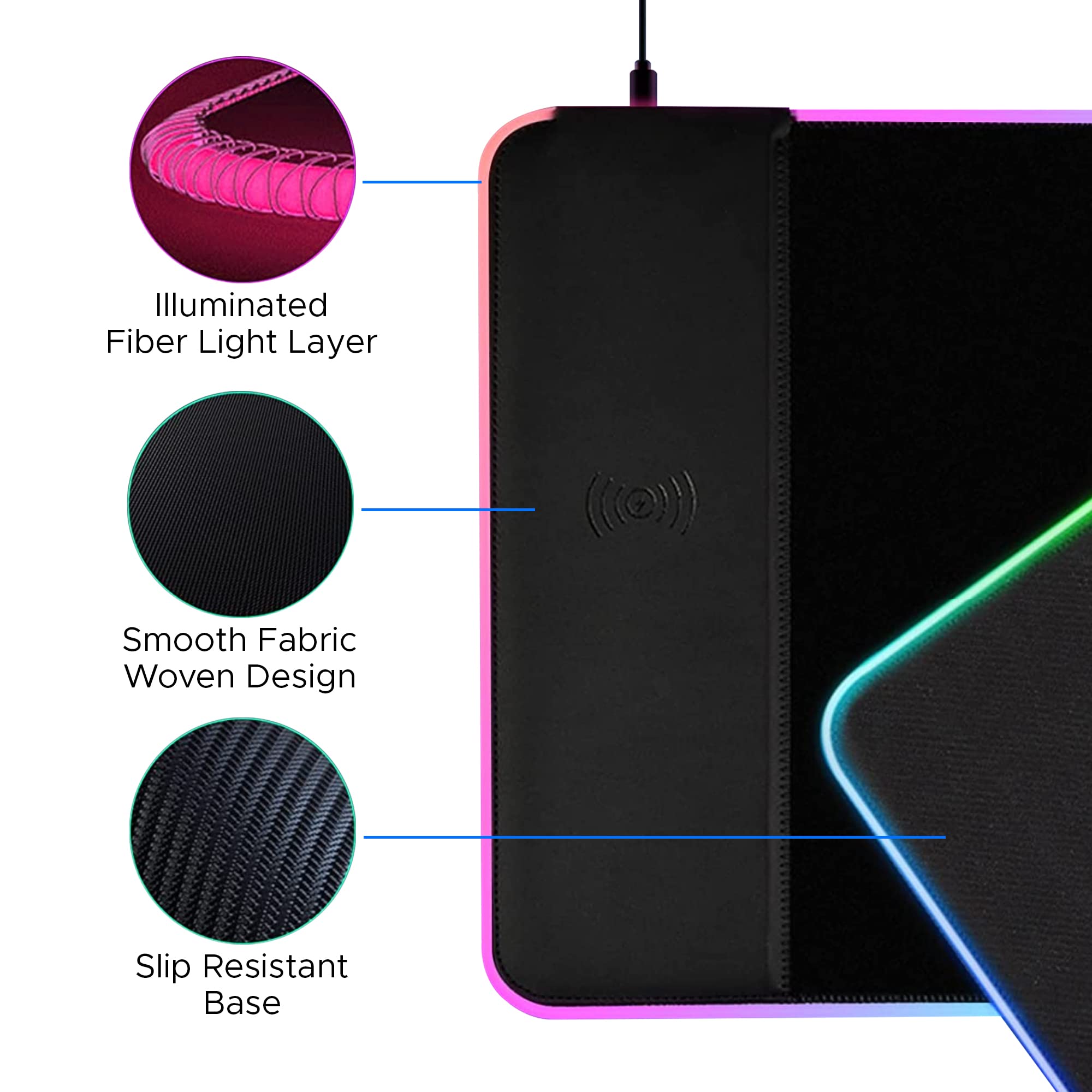 Wireless Charging RGB Gaming Mouse Pad - 12