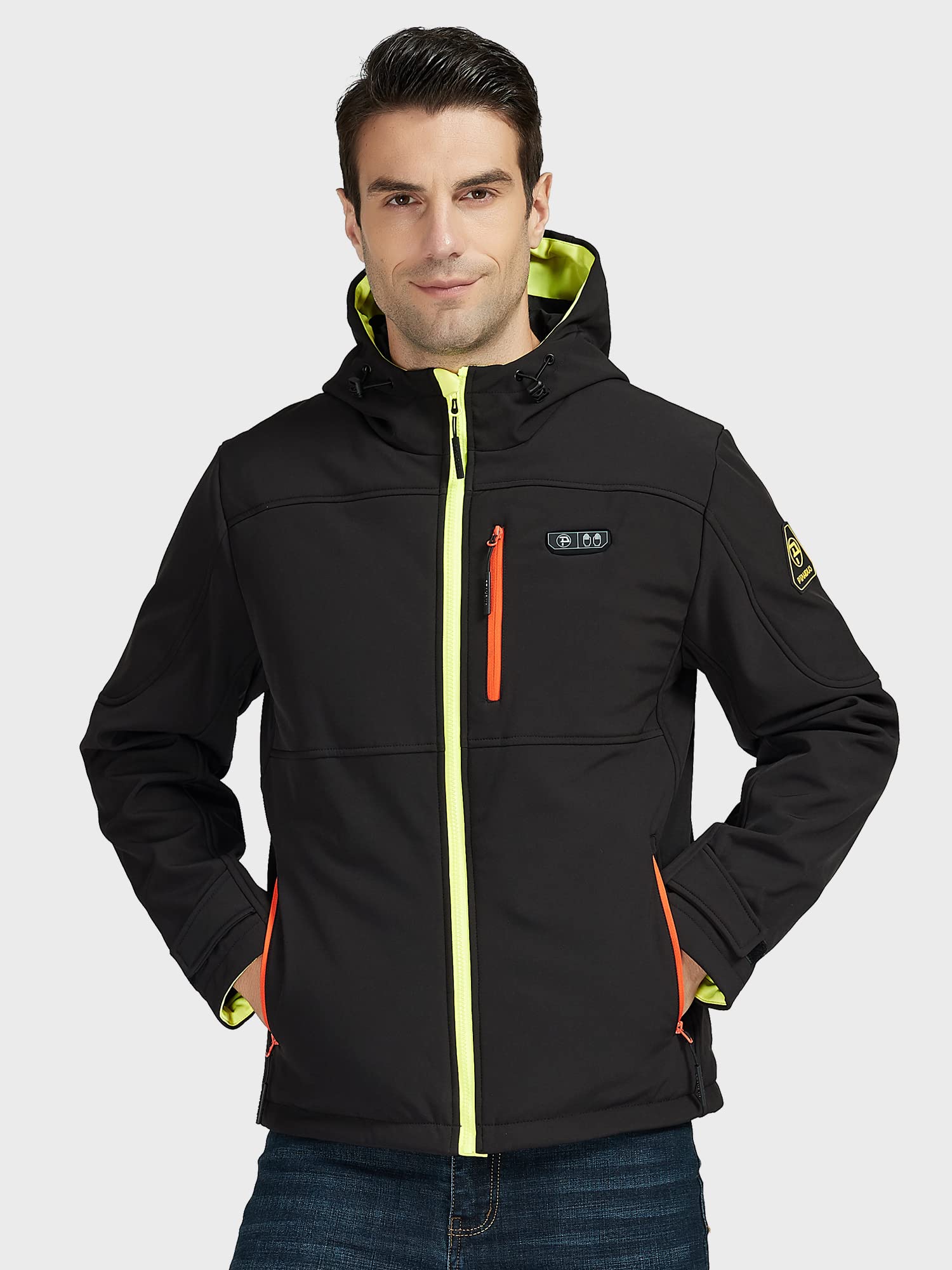 PTAHDUS Men's Heated Jacket with 5 Adjustable Heat Zones & Battery Pack - Winter Warm Jacket with Hand Warmer Pockets for Outdoor Activities, Camping & Hiking