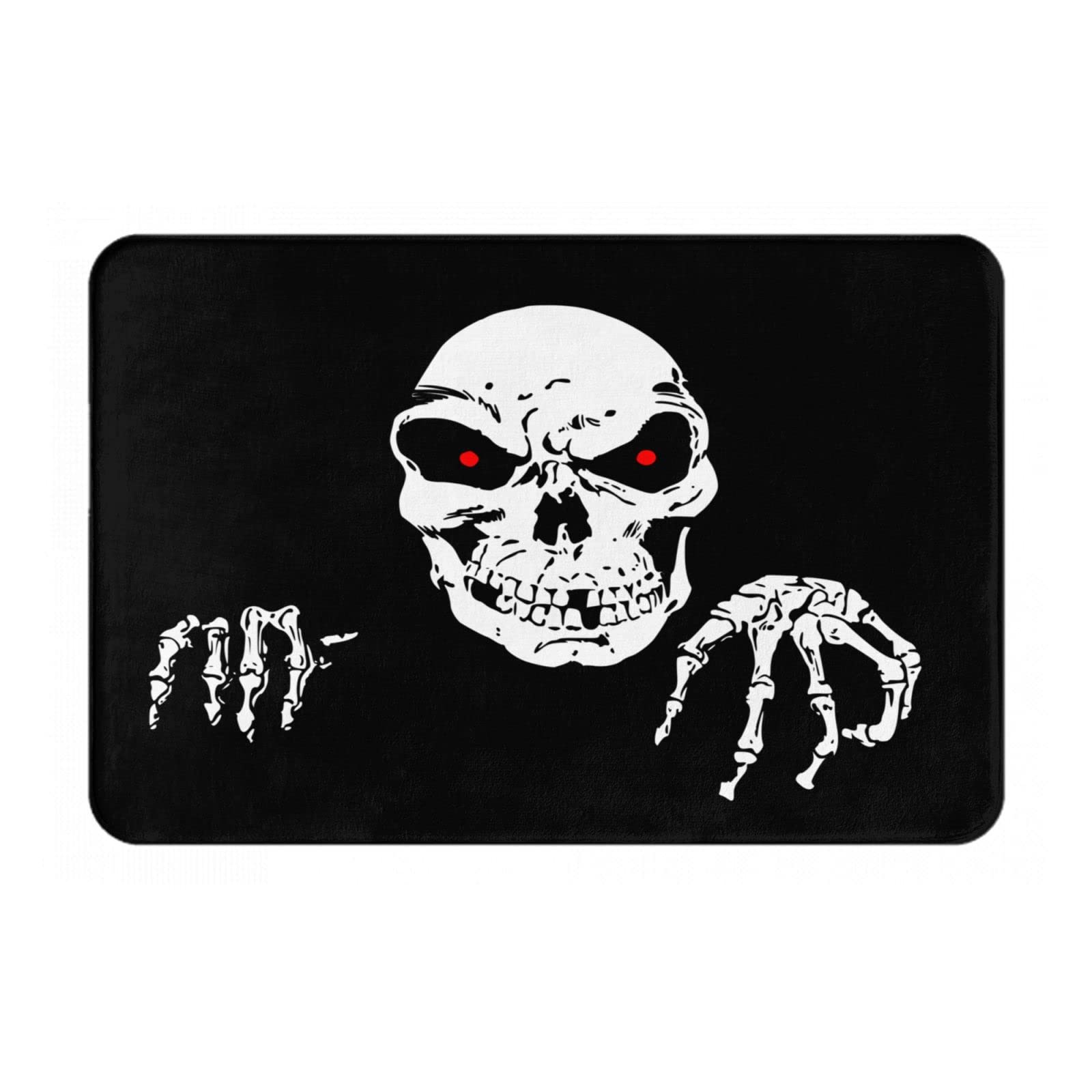 Scary Black and White Skeleton Skull Halloween Doormat - Non-Slip Absorbent Bathroom Rug for Home Entrance, Kitchen, Outdoor (16x24 Inches) | Perfect for Halloween Decor, Spooky Parties & Haunted House Themes